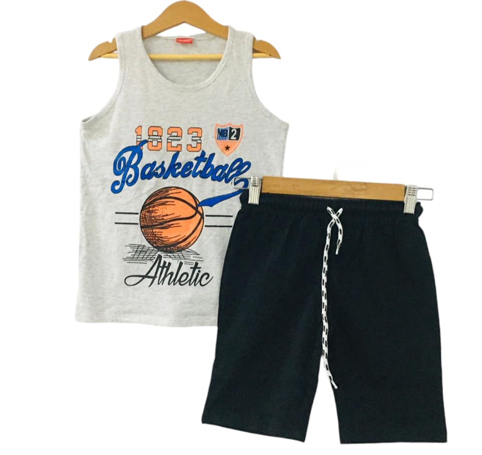 Basketball Oatmeal Sleeveless Suit Boys ( R-18 )