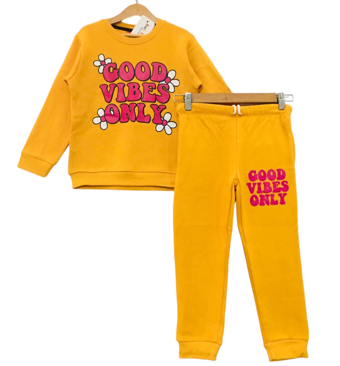 Good Vibes Only Yellow Track-Suit Girls (1)