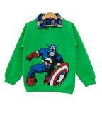 Captain America Print Green Double Shirt Boys (1)