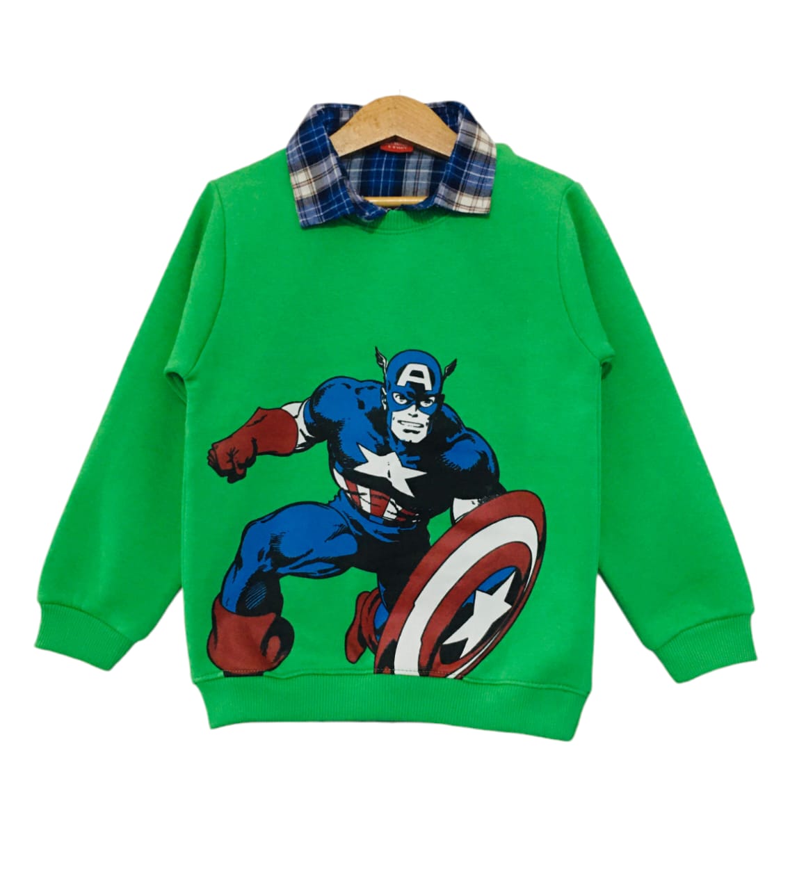 Captain America Print Green Double Shirt Boys (1)