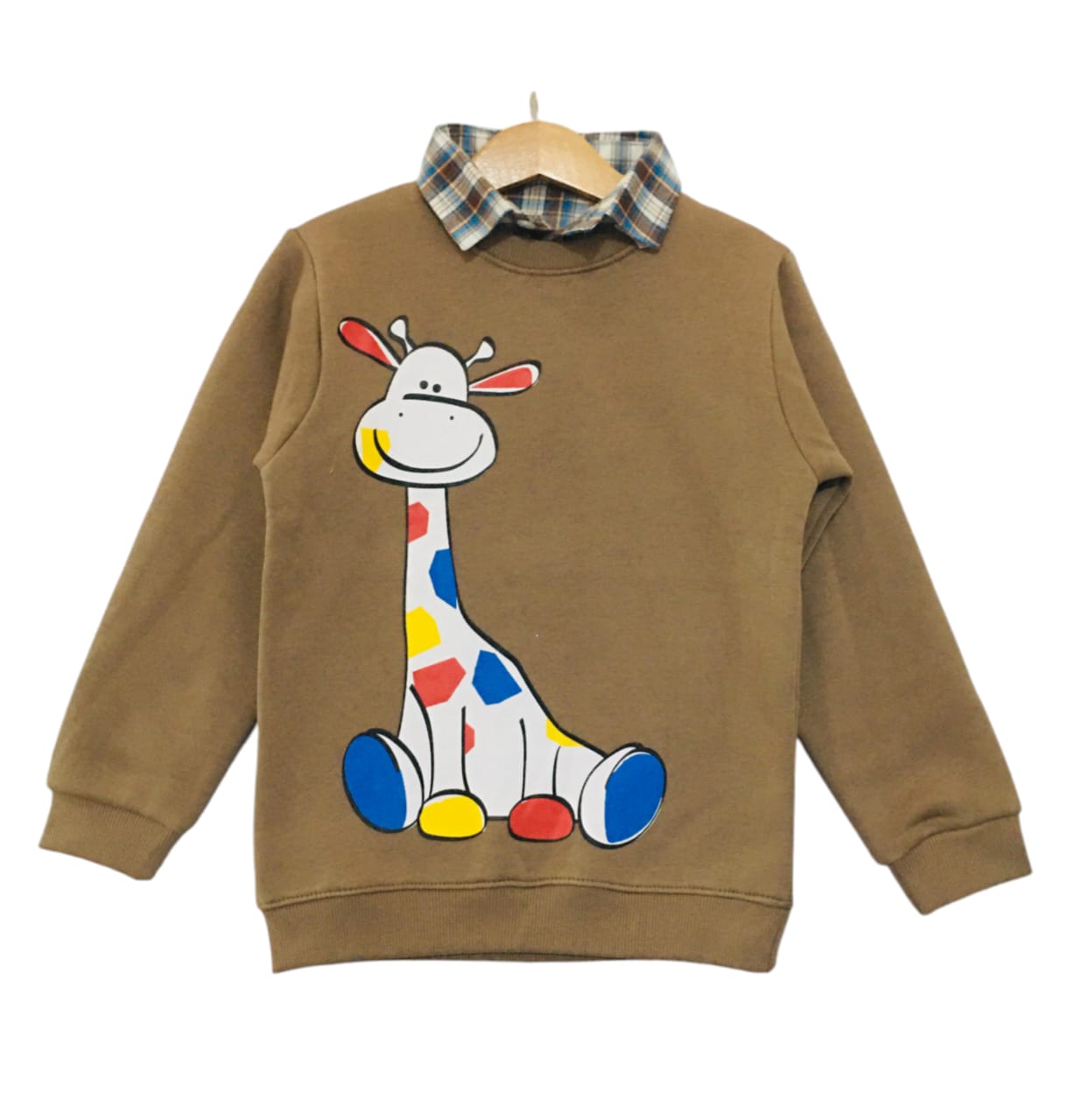 Giraffa Print Brown Double Shirt Boys