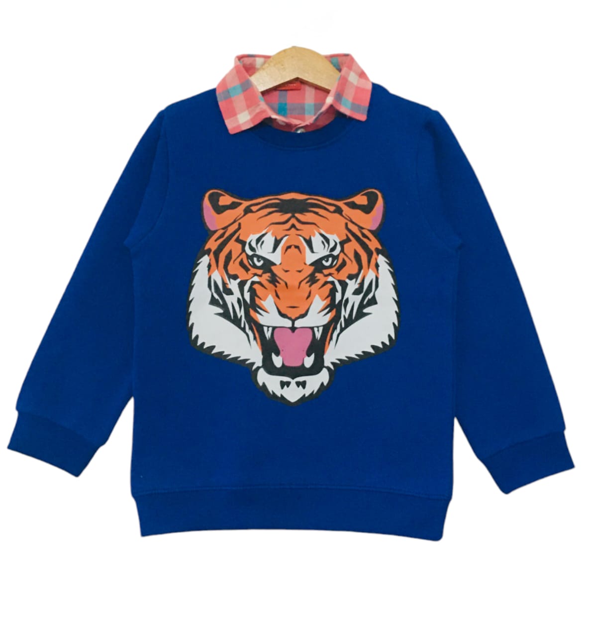 Tiger Print Royal Blue Double Shirt Boys ( R-60 )