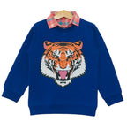 Tiger Print Royal Blue Double Shirt Boys ( R-60 )
