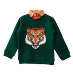 Tiger Print Dark Green Double Shirt Boys ( R-414 )