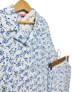 Green & Blue Leaves White Casual Wear Girls(R-453,458)