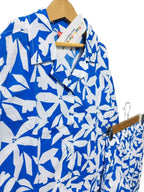 White Leaves Royal Blue Casual Wear Girls