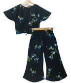 Royal Blue Flower Half Sleeve Black Skate Fish Girls ( R-235 )