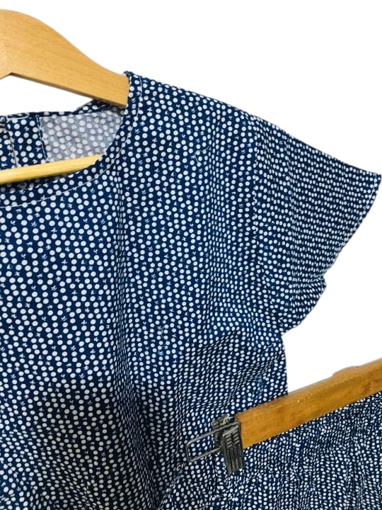 Dots All Over Print Half sleeve Navy Skate Fish Girls