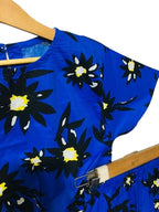 Black Flower Half Sleeve Royal Blue Skate Fish Girls