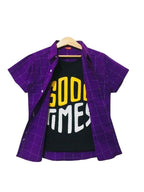 Good Time Black Inner Purple Check Double Casual Shirt Boys