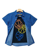 Slam Black Inner Blue Double Casual Shirt Boys