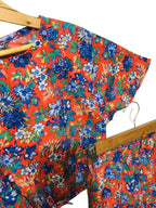 Blue Flower & Leaves Half Sleeve Red Skate Fish Girls