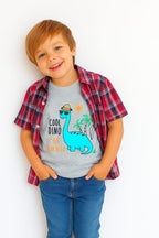 Cool Dino Oatmeal Inner Red Check Double Casual Shirt Boys