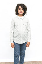 Two Pocket Star All Over White Casual Shirt Boys