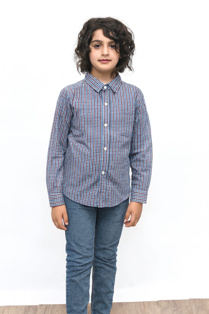 Red Blue Check Casual Shirt Boys ( R-67 )