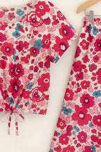 Dark Pink & Sky Flower Half Sleeve White Skate Fish Girls