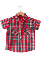 Two Pocket Shark Red Inner Double Casual Shirt Boys