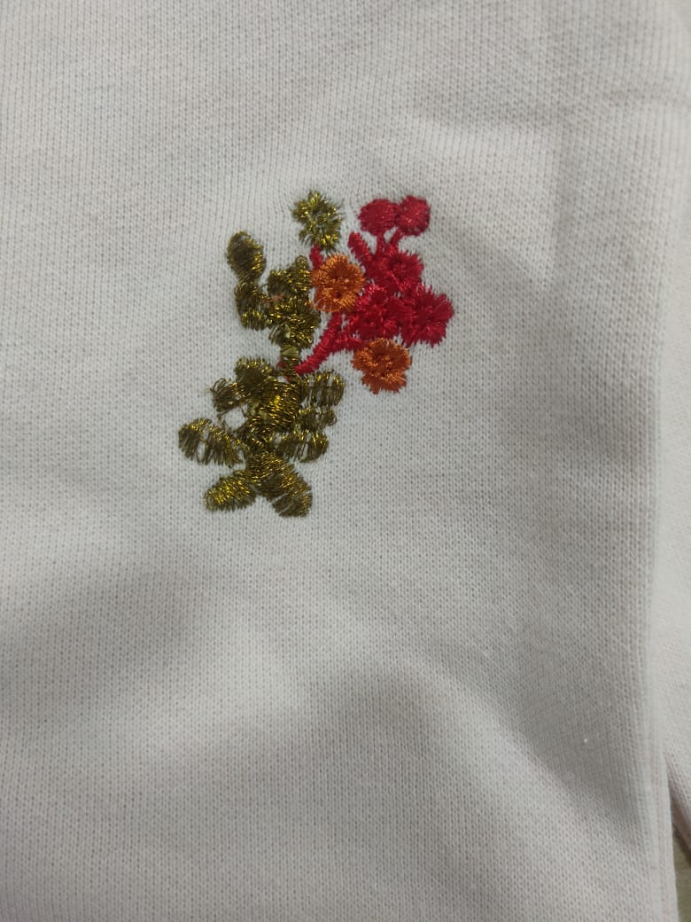 All over Embroidery peach sweatshirt-Girls