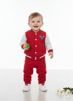 Red Body Oatmeal Arms Red Baseball Track-Suit Boys