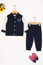 Navy Body Oatmeal Arms Navy Baseball Track-Suit Boys