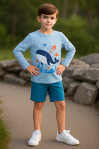 Shark Fish Full Sleeve Sky T-Shirt Boys