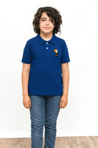 Parrot Logo Royal Blue Collar Polo Shirt Boys