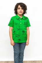 Happy Dino Parrot Collar Polo Shirt Boys