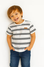 Black White Striper T-Shirt Boys