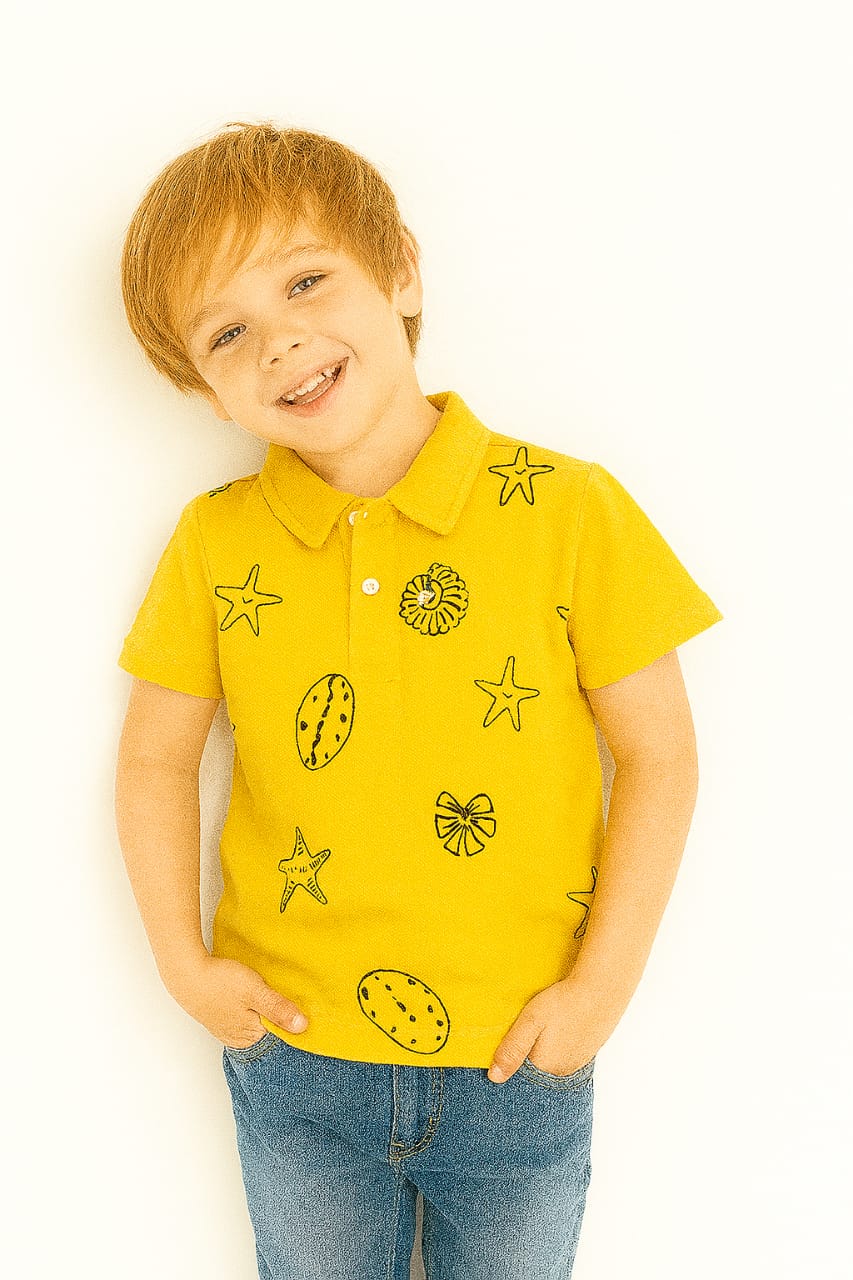 Star Fish Yellow Collor Polo Shirt Boys