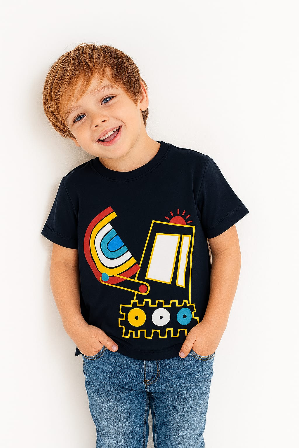 Rainbow Print Navy T-Shirt Boys