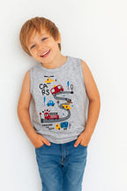 Around City Oatmeal Sleevless Shirt Boys