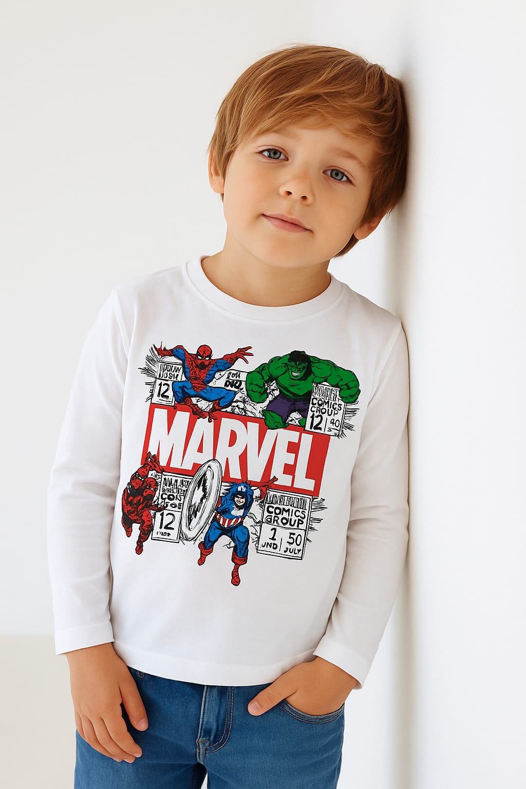 Marvel White T-Shirt Boys