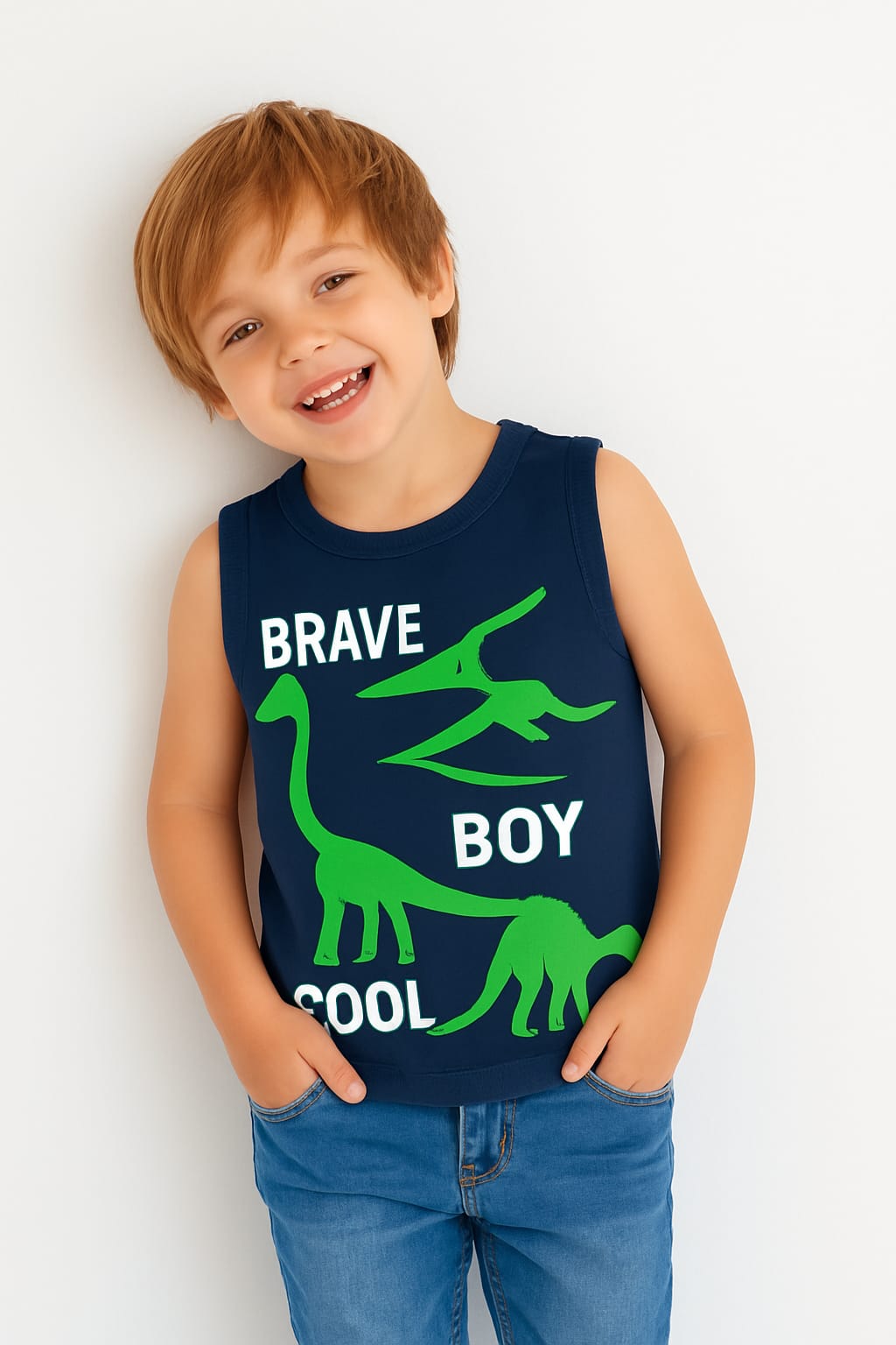 Brave Boy Sleeveless Navy Shirt Boys