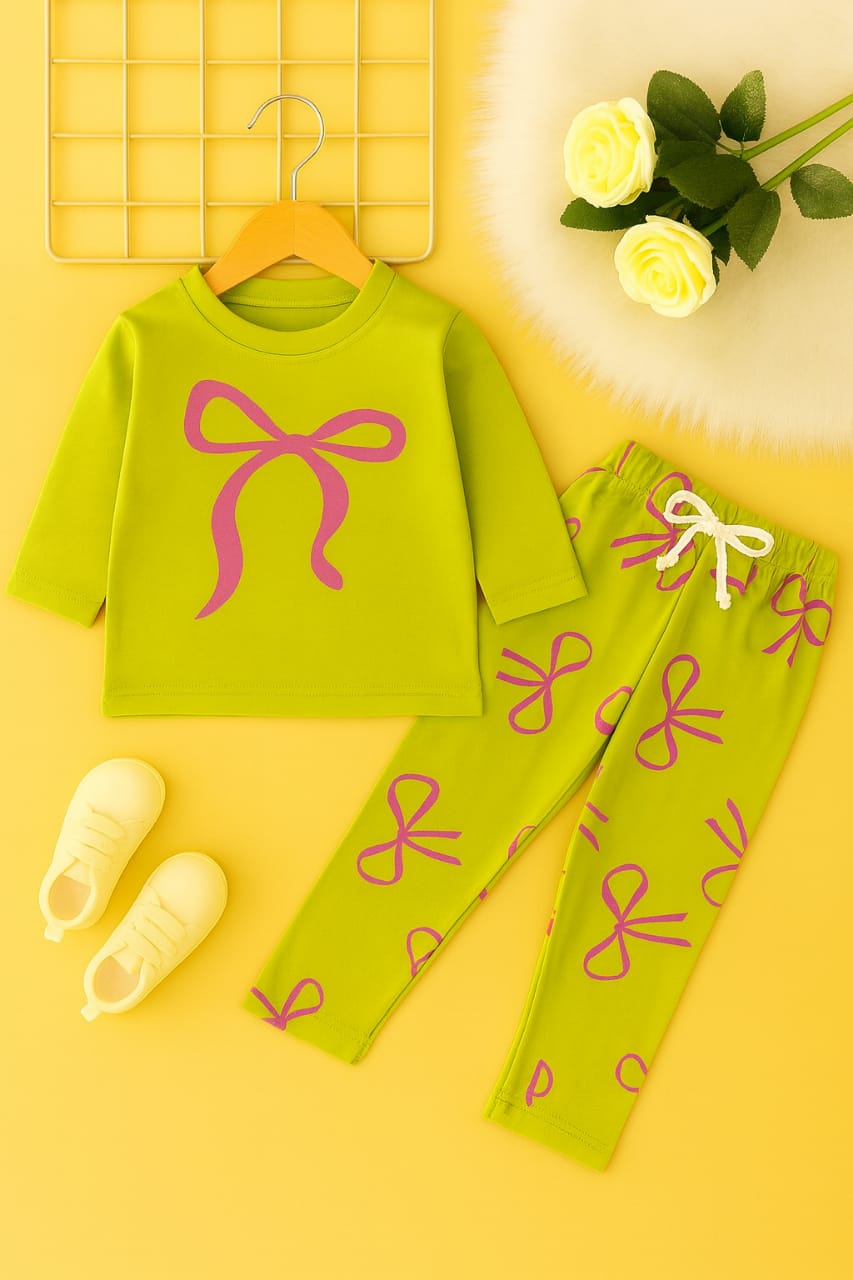 Pink Bow Parrot Trouser Shirt Girls