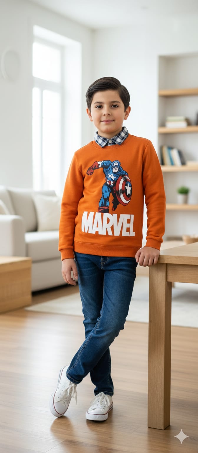 Marvel Orange Double Sweatshirt Boys ( R-75 ) Factory