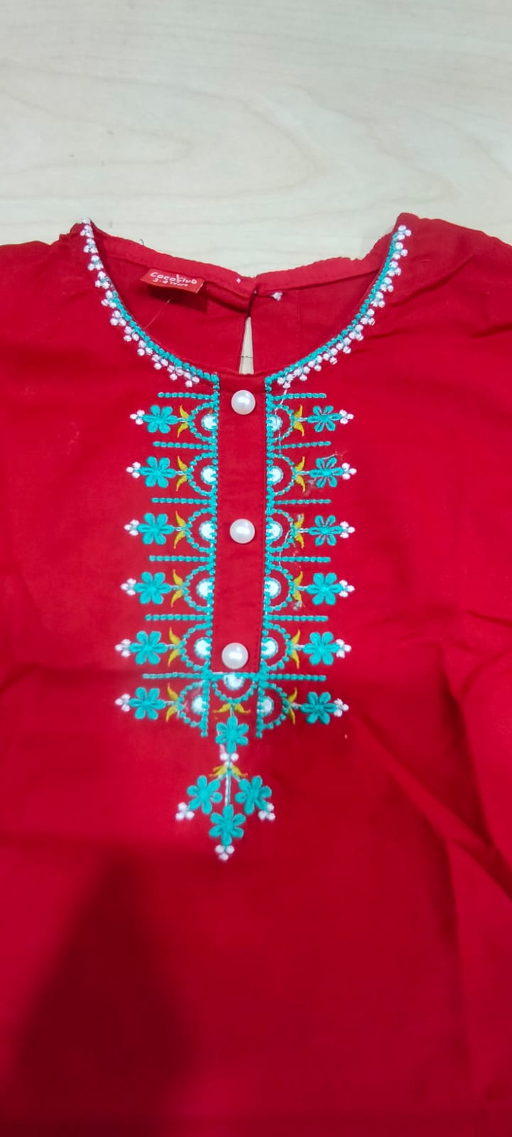 Embroidery Penal & Sleeve Red Pairs Girls