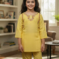 Sunshine Blossom Embroidery Yellow Pairs Girls ( R-314 N