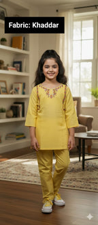 Sunshine Blossom Embroidery Yellow Pairs Girls