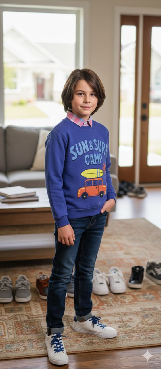 Sun & Surf Royal Blue Double Sweatshirt Boys ( R-358 N)