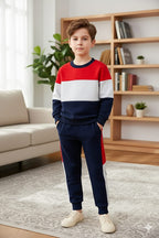 Red & Navy Penal Track-suit Boys