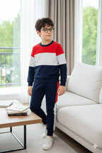 Red & Navy Penal Track-suit Boys