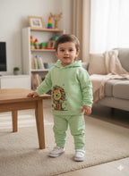 Lion Print From Side Pista Hoodies Track-Suit Newborn