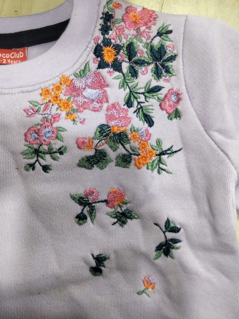Soft Blossom Embroidery Light Purple Track-suit Girls ( Factory )