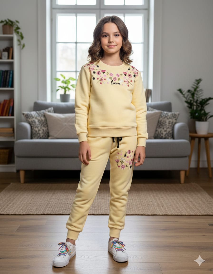 Love Peach Embroidery Lemon Track-suit Girls