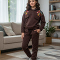 Embroidery & Pocket Chocolate Hoodies Track-suit Girls ( R-45 )