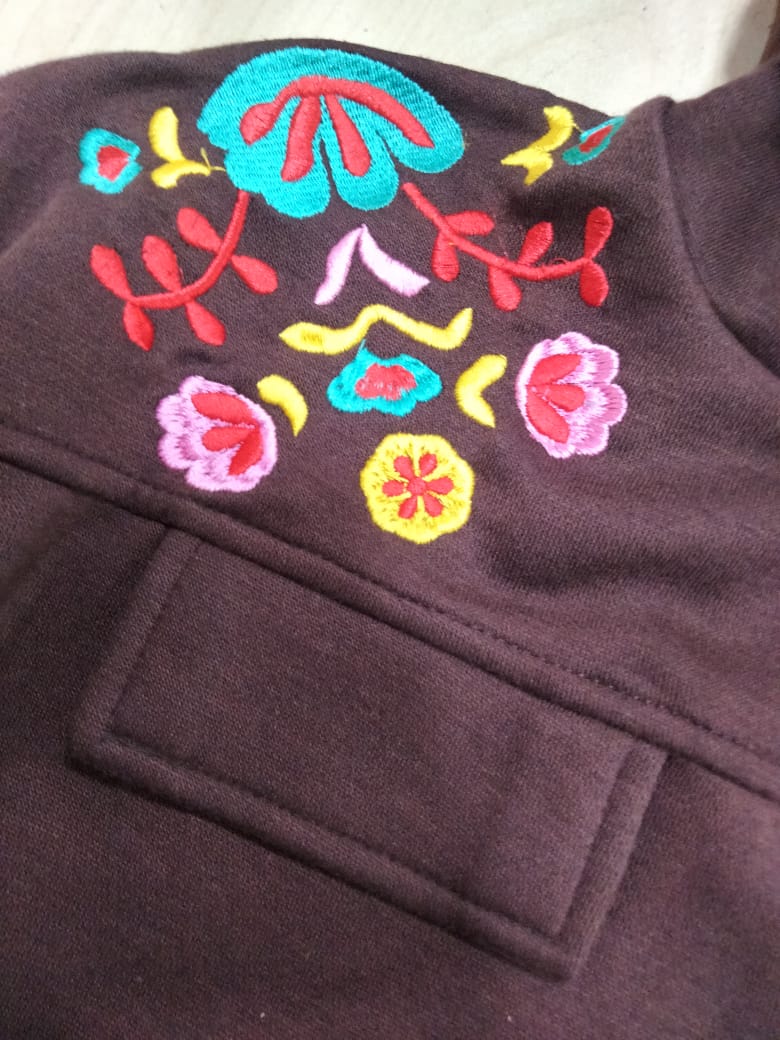 Embroidery & Pocket Chocolate Hoodies Track-suit Girls ( R-45 )