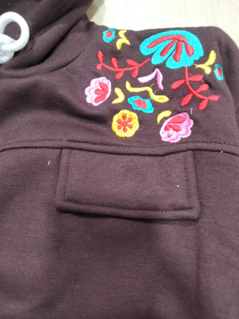 Embroidery & Pocket Chocolate Hoodies Track-suit Girls ( R-45 )