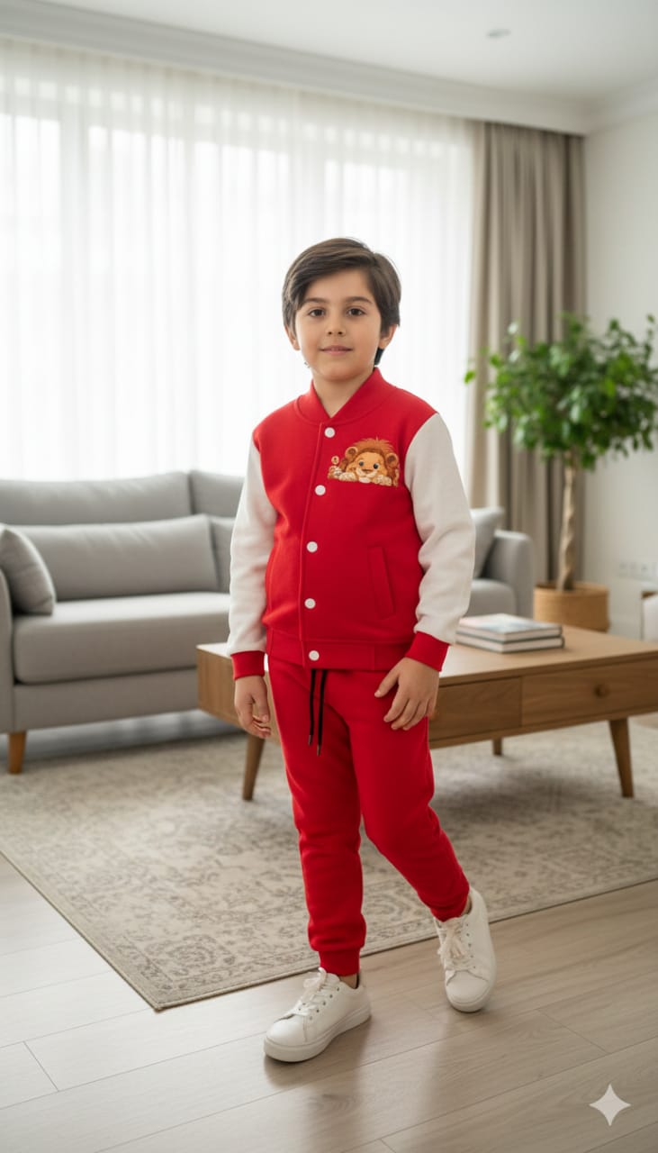 Lion Logo Red Baseball Track-Suit Boys ( R-204 )
