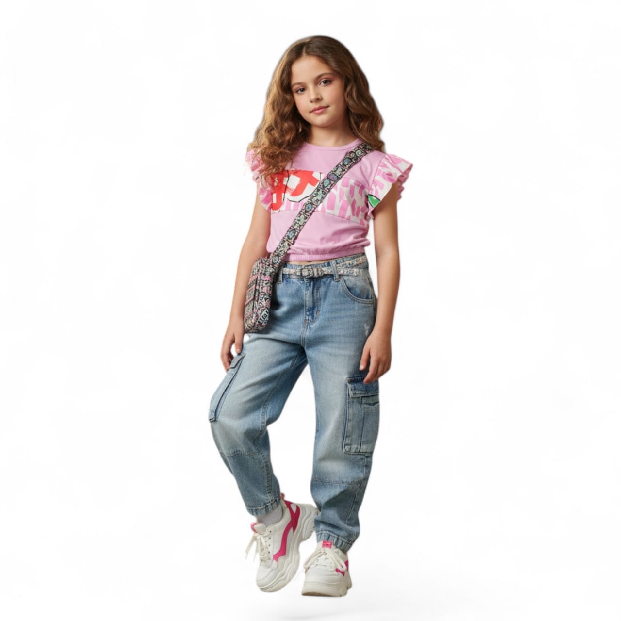 (Short Length)Sweet Blossom Baby Pink T-Shirt Girls ( R-129 )Factory