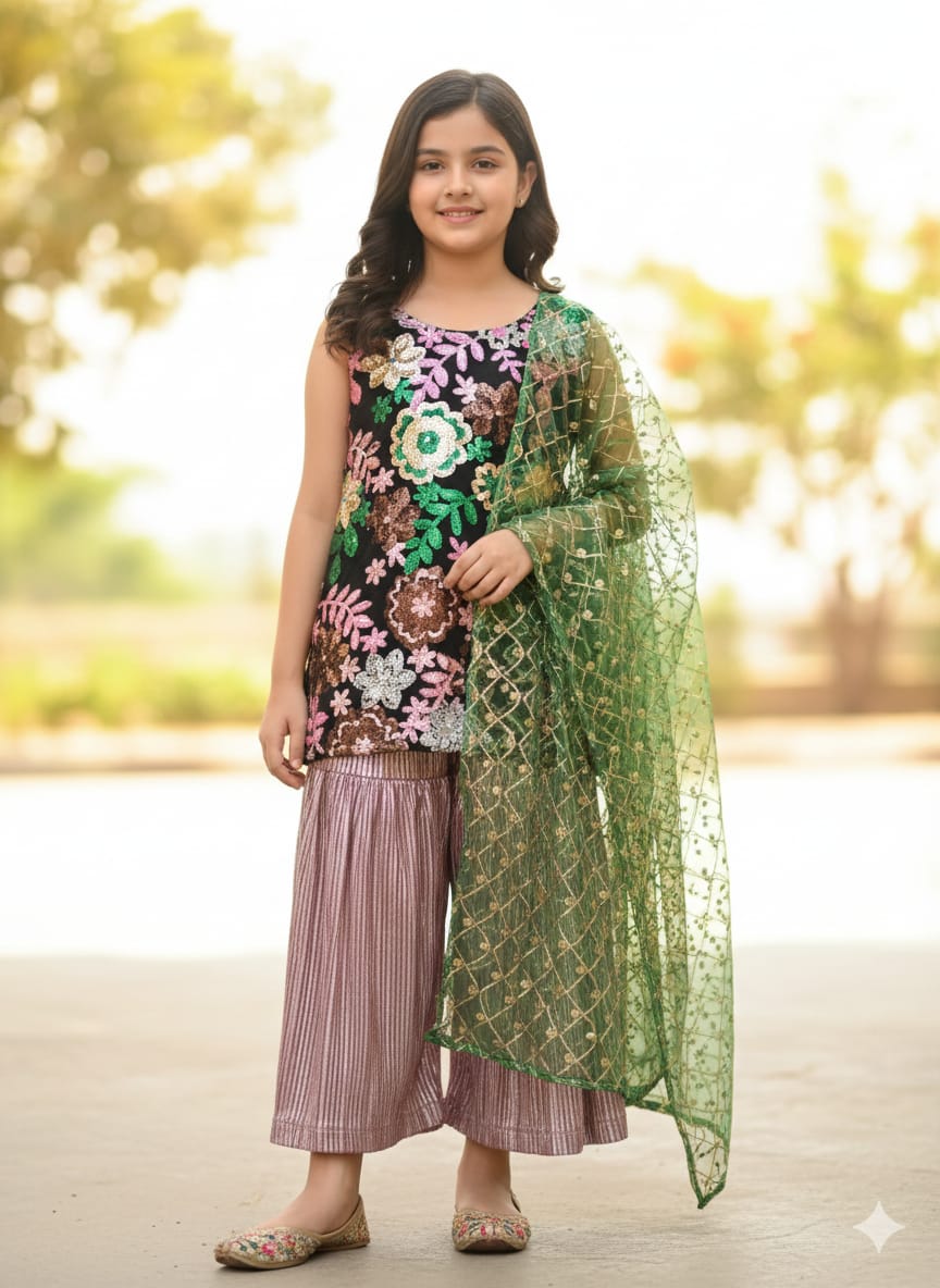 Fancy Green Gharara Suit Girls ( R-161 ) Factory